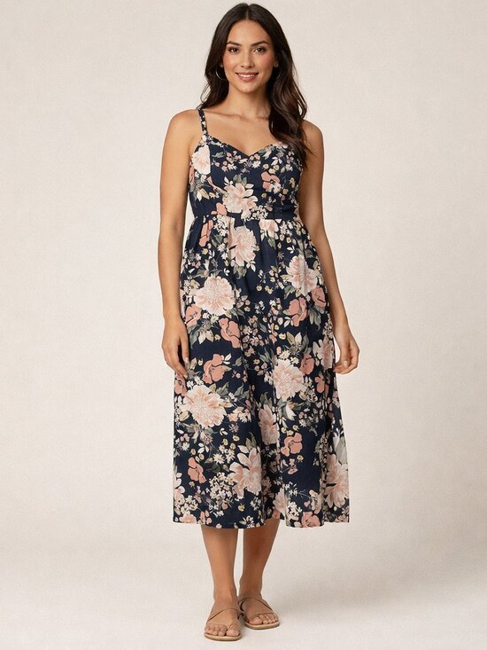 Cynthia Rowley Dresses & Skirts - Cynthia Rowley Navy Floral Linen Dress Size 4